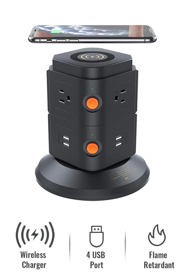 Tower of Power-Hub with Wireless Charging Pad