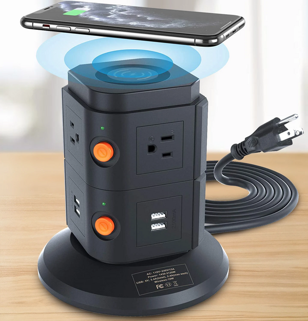 Tower of Power-Hub with Wireless Charging Pad