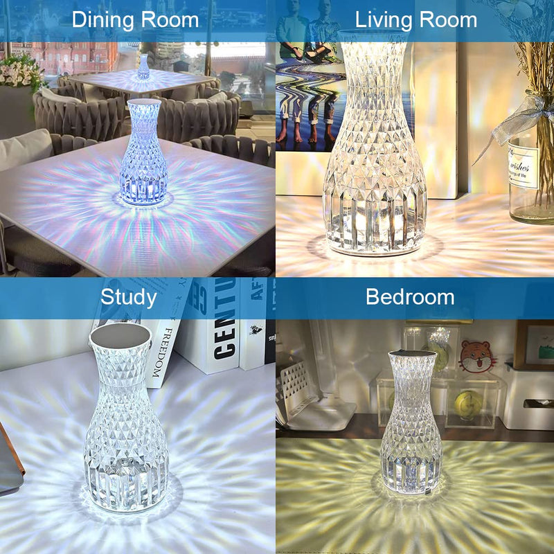 Crystal Aura Wireless & Rechargeable LED Touch Lamp with 16 Color Options