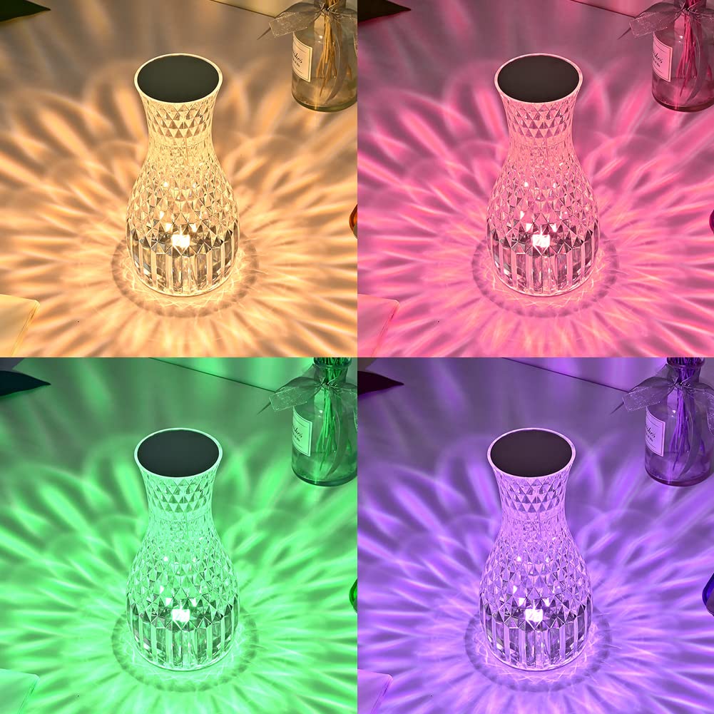 Crystal Aura Wireless & Rechargeable LED Touch Lamp with 16 Color Options