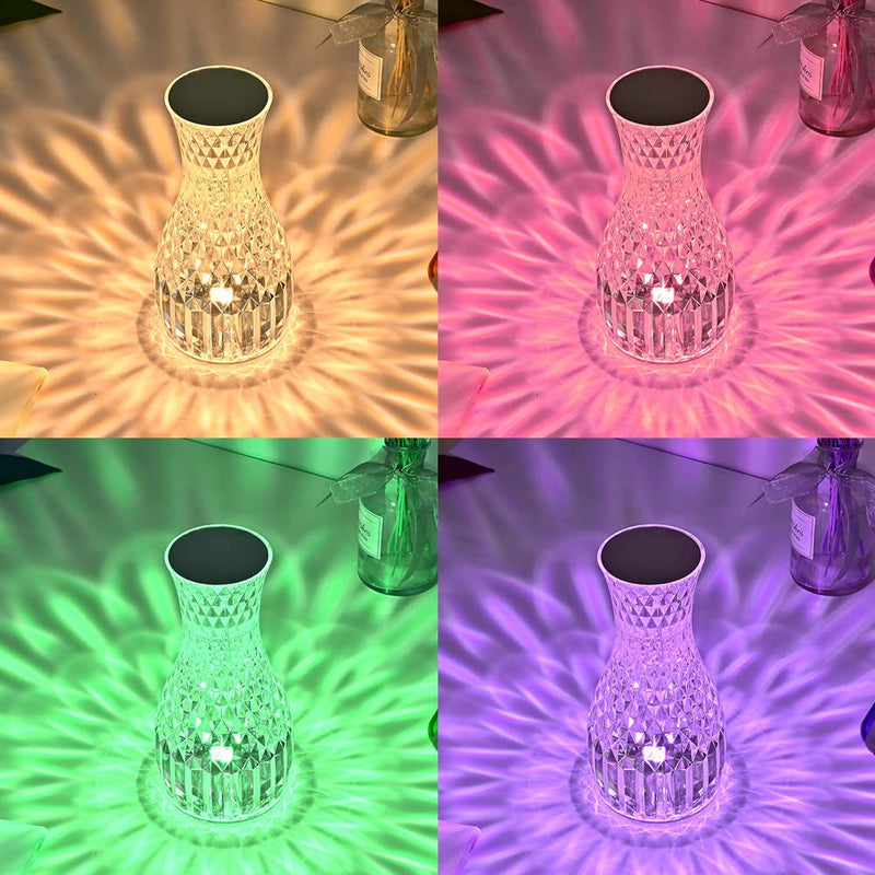Crystal Aura Wireless & Rechargeable LED Touch Lamp with 16 Color Options