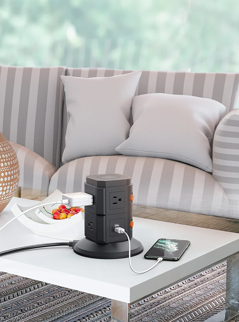 Tower of Power-Hub with Wireless Charging Pad
