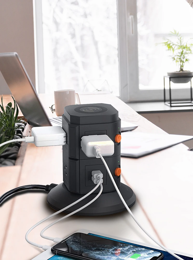 Tower of Power-Hub with Wireless Charging Pad