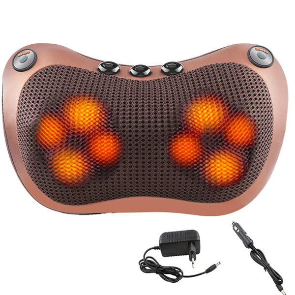 Massage pillow for back, neck and shoulders with heating / Electric roller massager