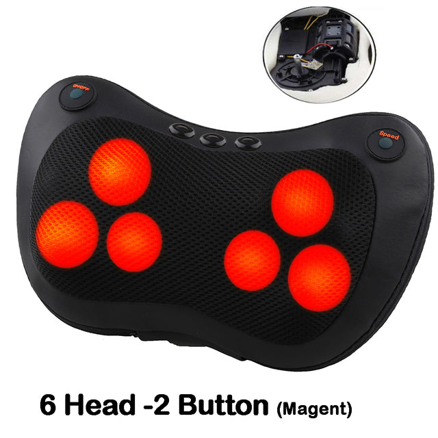 Massage pillow for back, neck and shoulders with heating / Electric roller massager