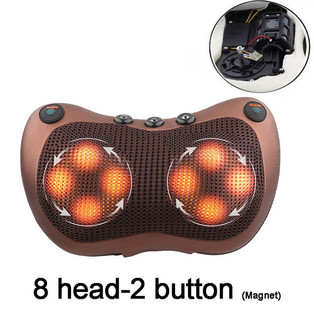 Massage pillow for back, neck and shoulders with heating / Electric roller massager