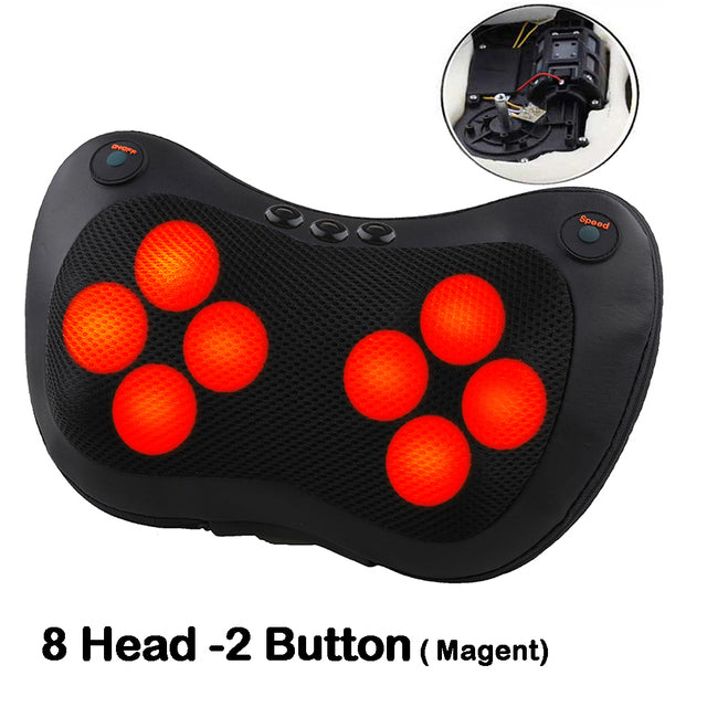 Massage pillow for back, neck and shoulders with heating / Electric roller massager