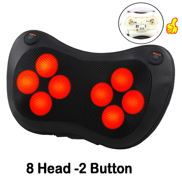 Massage pillow for back, neck and shoulders with heating / Electric roller massager