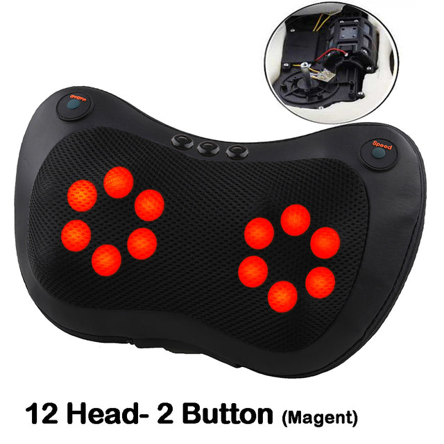Massage pillow for back, neck and shoulders with heating / Electric roller massager