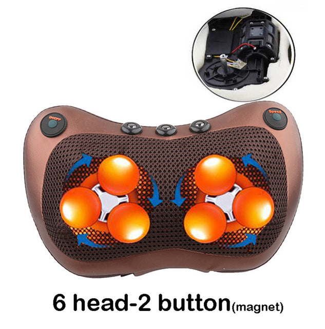 Massage pillow for back, neck and shoulders with heating / Electric roller massager