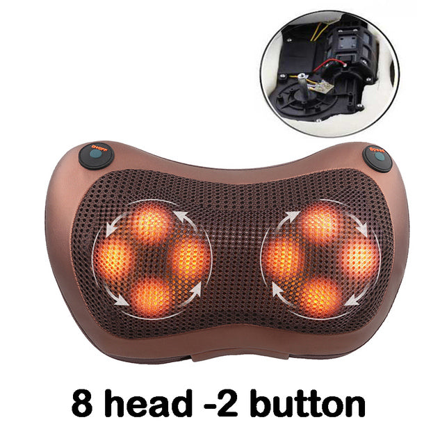 Massage pillow for back, neck and shoulders with heating / Electric roller massager