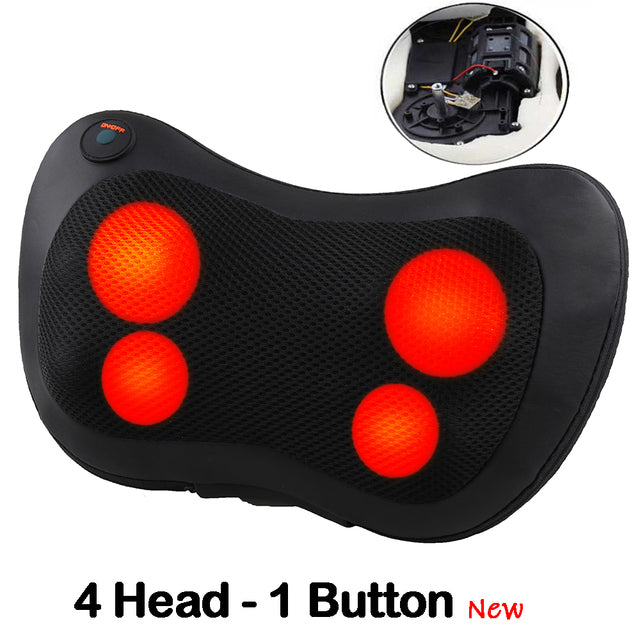 Massage pillow for back, neck and shoulders with heating / Electric roller massager