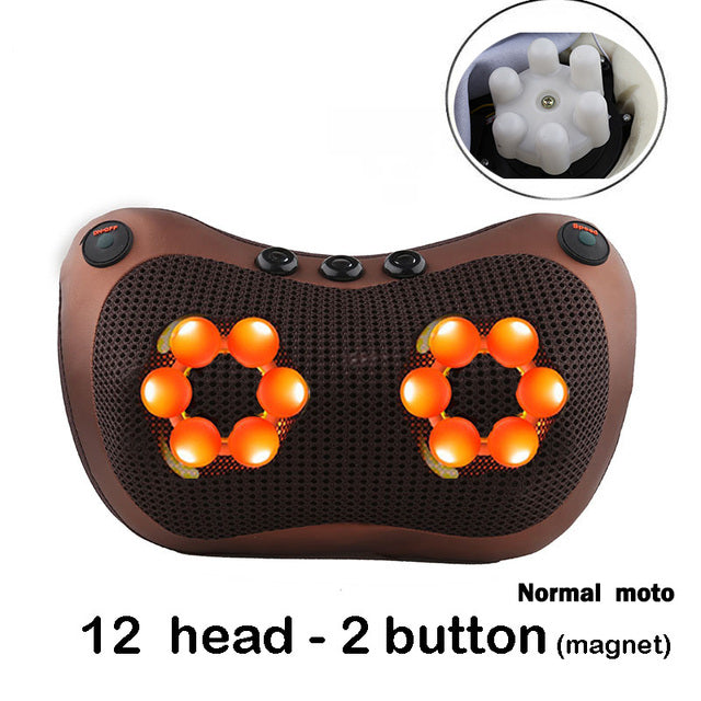 Massage pillow for back, neck and shoulders with heating / Electric roller massager