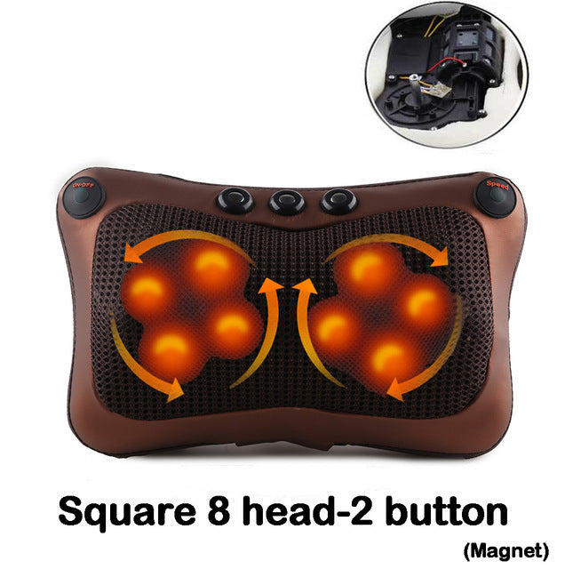 Massage pillow for back, neck and shoulders with heating / Electric roller massager