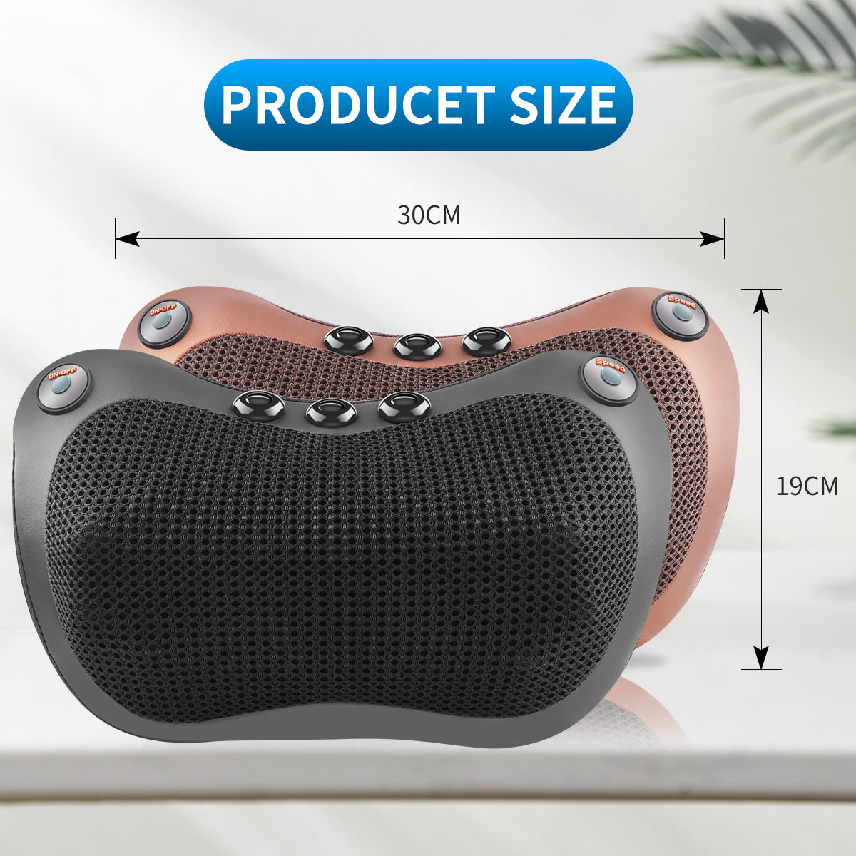 Massage pillow for back, neck and shoulders with heating / Electric roller massager