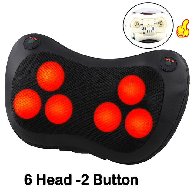 Massage pillow for back, neck and shoulders with heating / Electric roller massager