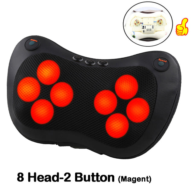 Massage pillow for back, neck and shoulders with heating / Electric roller massager